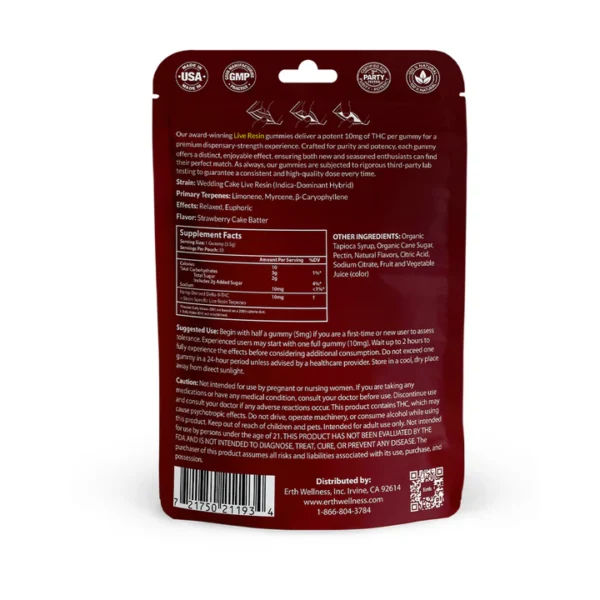 Δ9 THC Gummies - Wedding Cake - Live Resin (Hybrid) - 300mg - Image 4